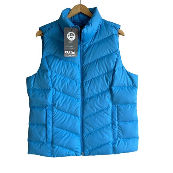 Lands' End Women's HyperDry 600 Down Puffer Vest Sky Blue L 14-16 - Picture 1 of 11